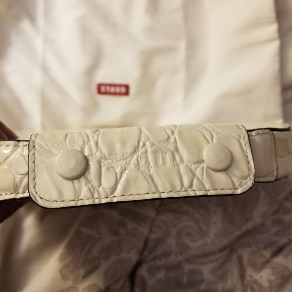 STAUD Cream Croc-Embossed Crescent Shoulder Bag - Picture 6 of 7